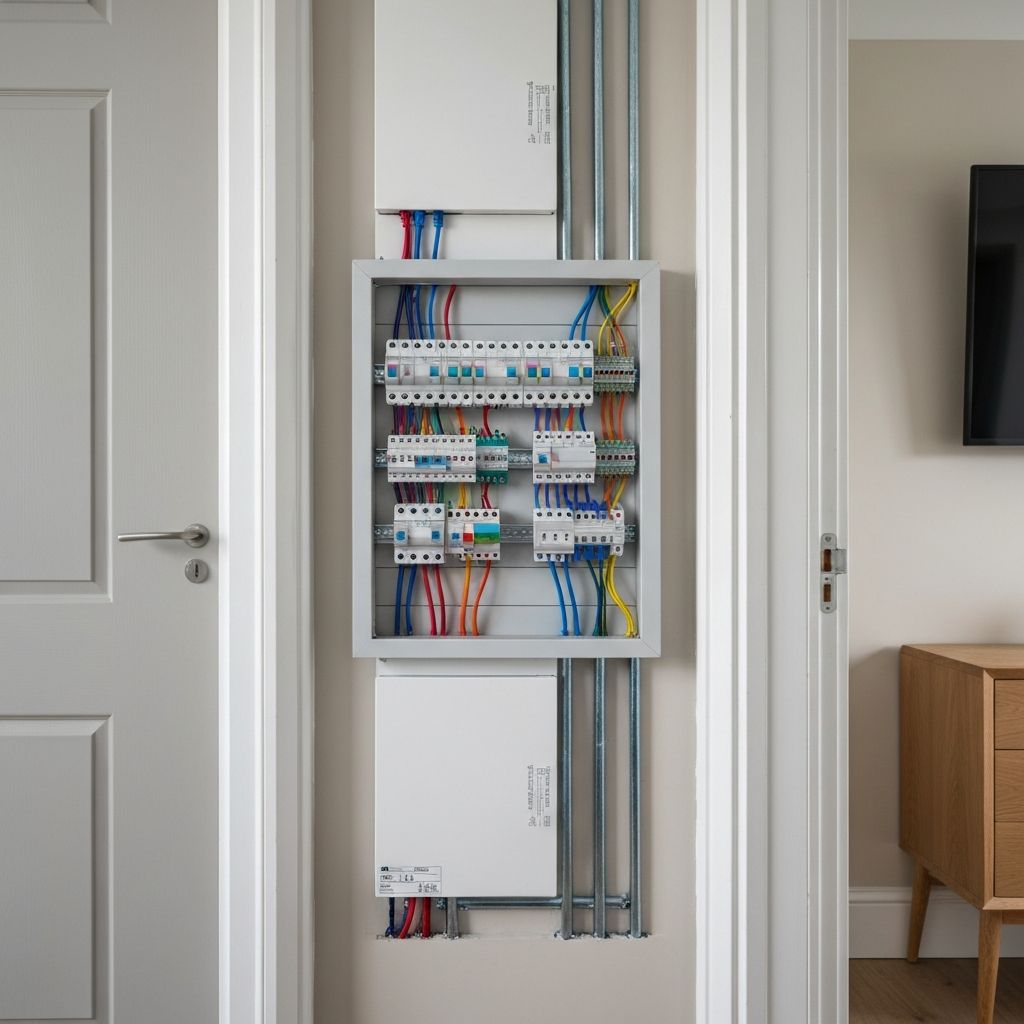 Professional electrician working on consumer unit